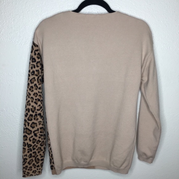 Sheilay Leopard Print Block V-Neck Sweater S - Picture 3 of 4